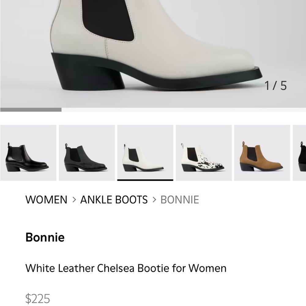 Camper White and Black Ankle Boots